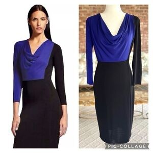 Narcisco Rodriguez Dress Pencil Bodycon Draped Neck Black Purple XS Cocktail